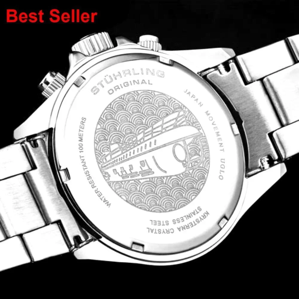 Men's Chronograph Watch Stainless Steel Bracelet Water Resistant 100M